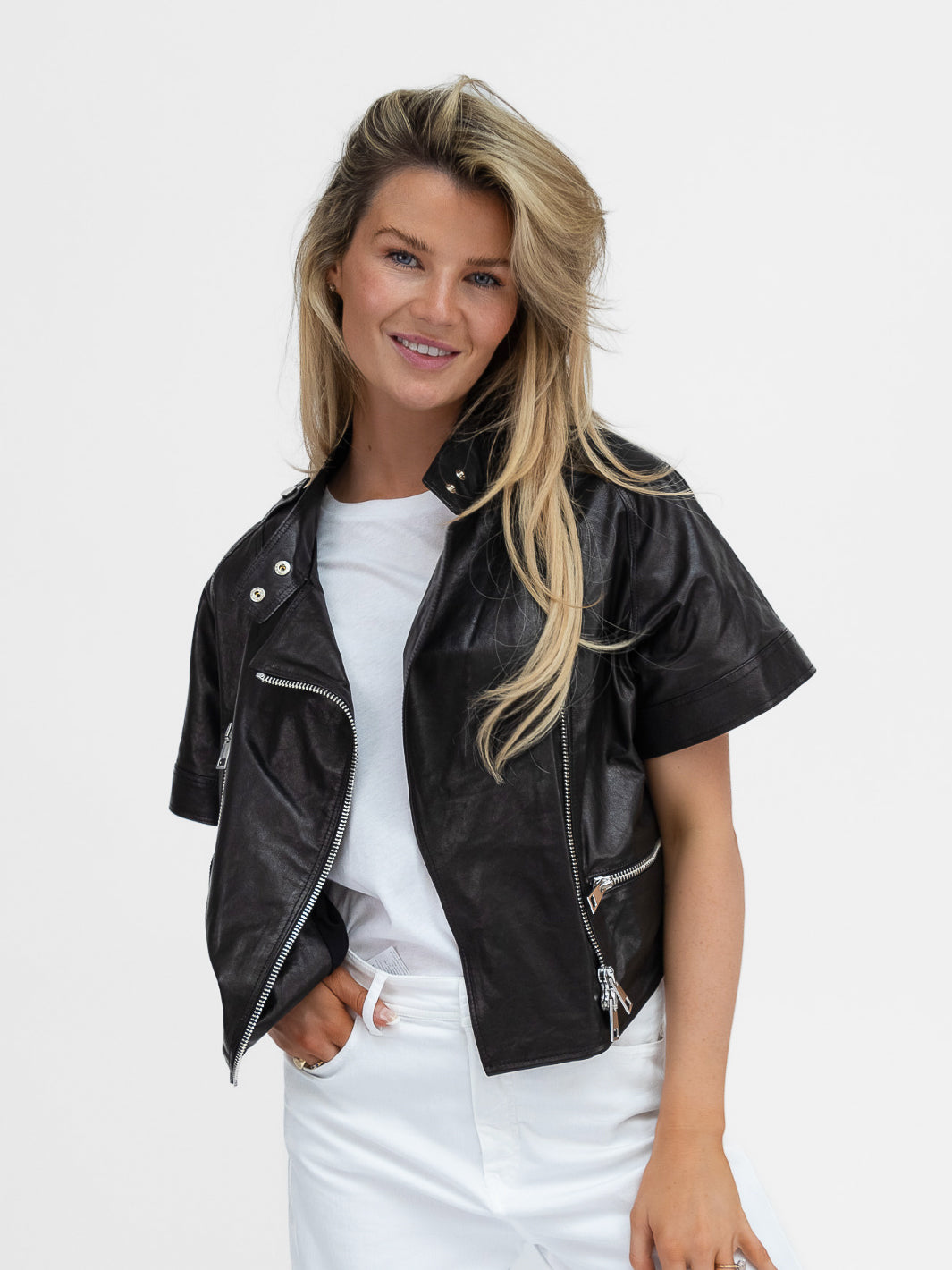 Diffusion by Kate - Leather Cropped Bomber Jacket