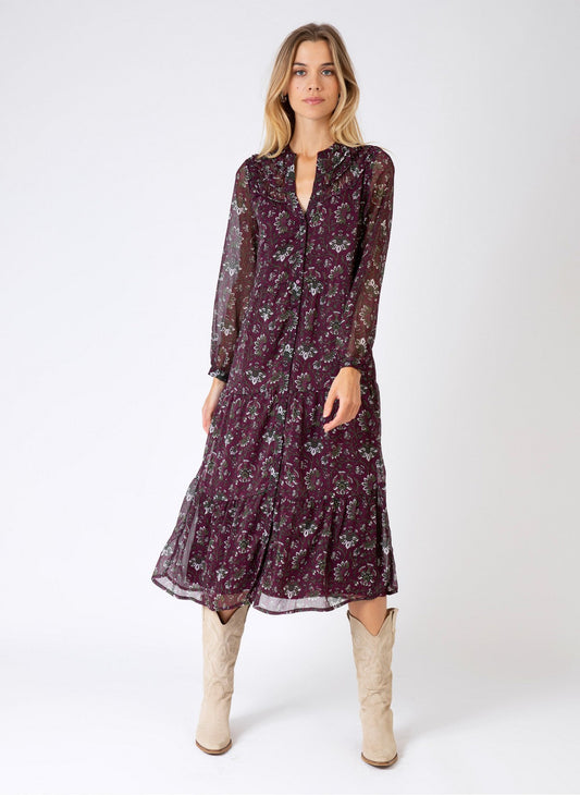 Ange Dress Ange Aliza Midi Dress in Mulberry Forest Print