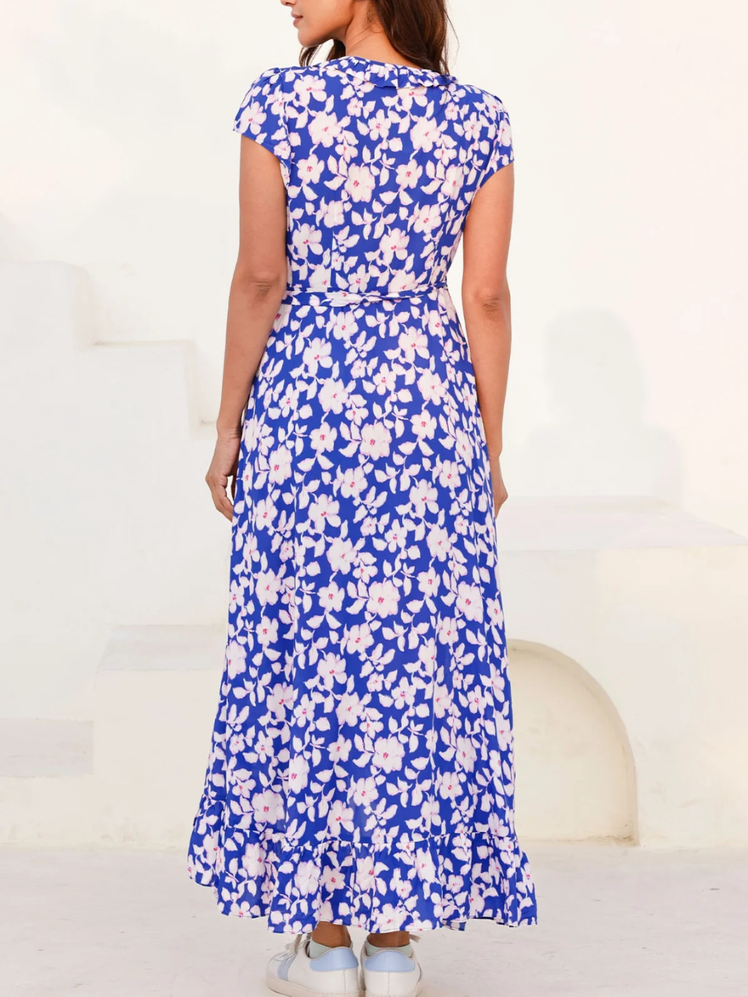 Aspiga Dress Demi EcoVero Wrap Dress in Blossom Cobalt/Pink