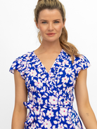 Aspiga Dress Demi EcoVero Wrap Dress in Blossom Cobalt/Pink