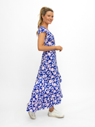 Aspiga Dress Demi EcoVero Wrap Dress in Blossom Cobalt/Pink