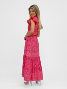Aspiga Dress Pippa Cotton Dress In Red Pink Block Print From Aspiga