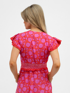 Aspiga Dress Pippa Cotton Dress In Red Pink Block Print From Aspiga