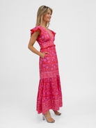 Aspiga Dress Pippa Cotton Dress In Red Pink Block Print From Aspiga