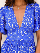 Aspiga Dress Sylvie EcoVero Dress in Lace Floral Cobalt/White