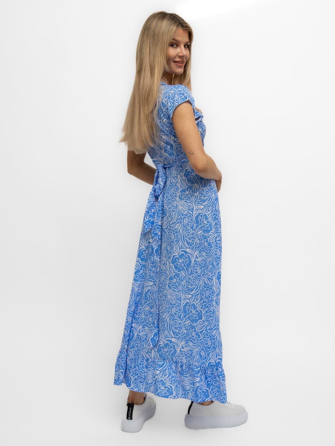 Aspiga London Dress Aspiga London Wrap Dress in Blue Floral Print