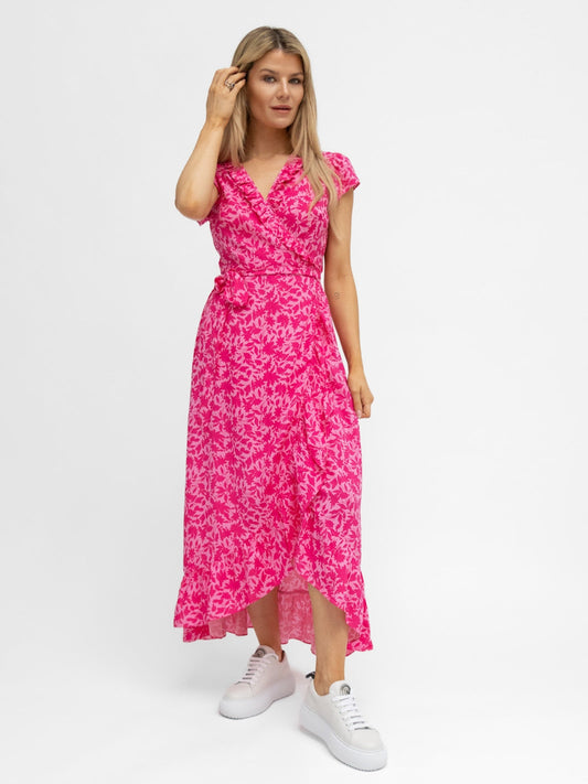 Aspiga London Dress Aspiga London Wrap Dress in Pink Celmatis Print