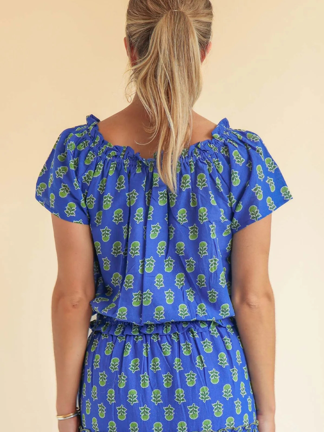 Aspiga Top Ilana Printed Organic Cotton Top in Blue/Green