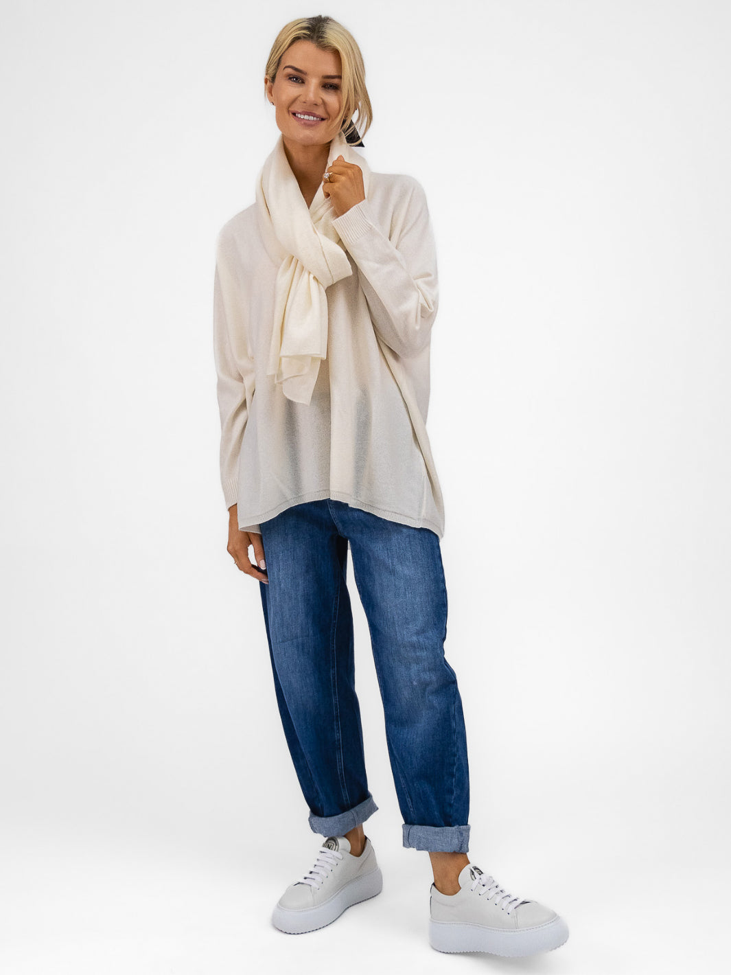 Cashmere By Kate Knitwear One Size Cashmere By Kate Travel Wrap In Soft Cream