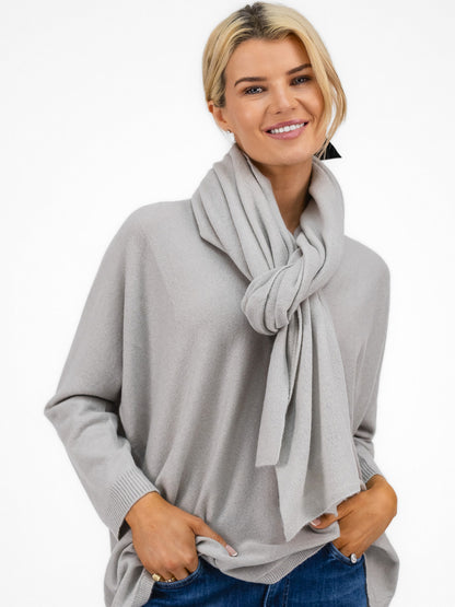 Cashmere By Kate Knitwear One Size Cashmere By Kate V Neck Oversize Sweater In Maison Grey