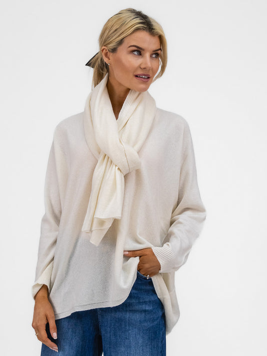 Cashmere By Kate Knitwear One Size Cashmere By Kate V Neck Oversize Sweater In Soft Cream