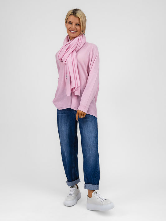 Cashmere By Kate Knitwear One Size Cashmere By Kate V Neck Oversize Sweater In Soft Pink