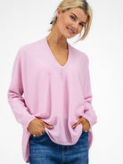 Cashmere By Kate Knitwear One Size Cashmere By Kate V Neck Oversize Sweater In Soft Pink