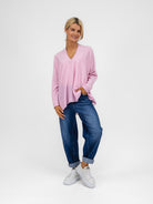 Cashmere By Kate Knitwear One Size Cashmere By Kate V Neck Oversize Sweater In Soft Pink
