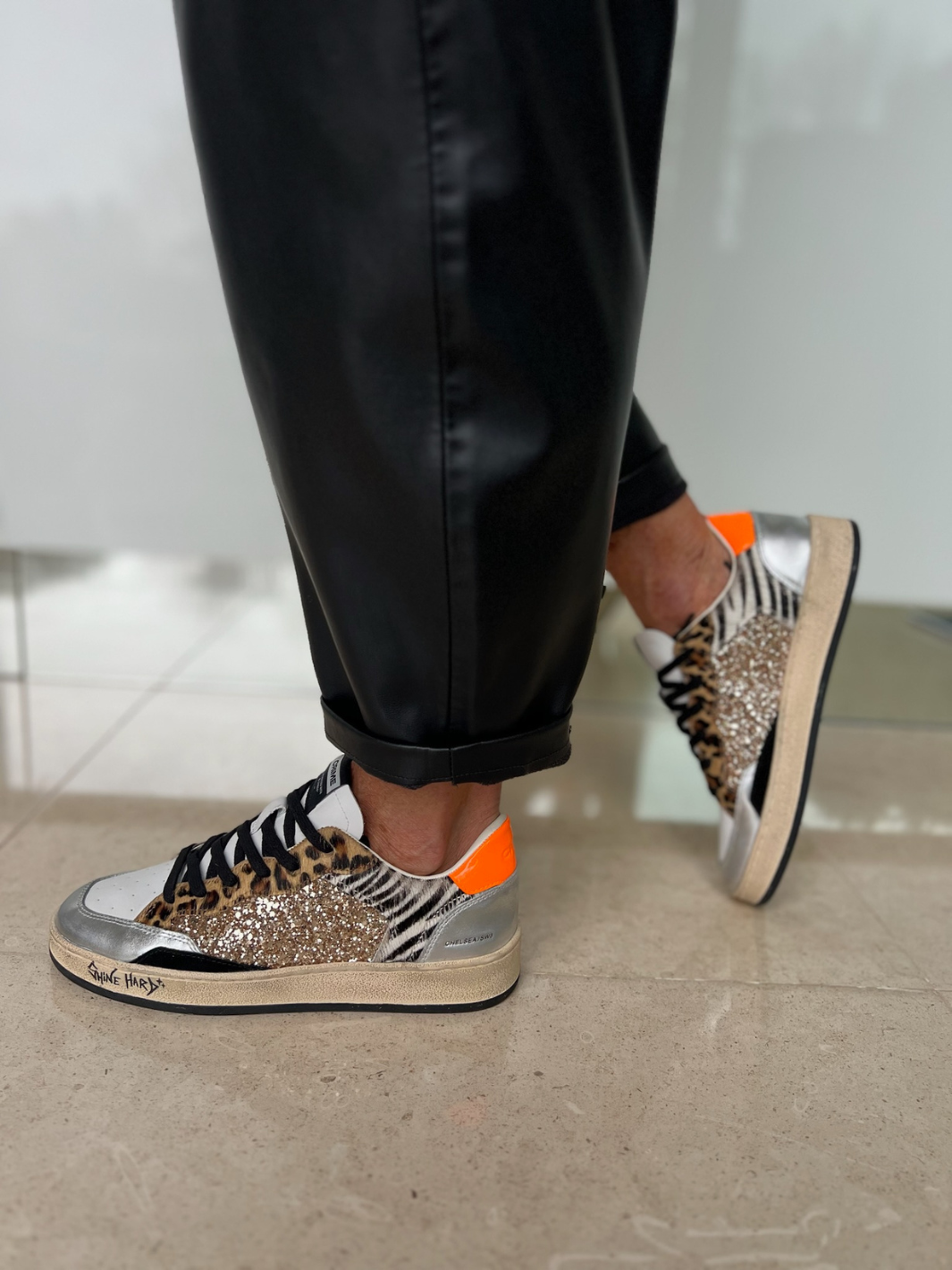 Crime London Footwear Chelsea Jungle Fever Crime Sneaker runner runners spring summer winter autumn diffusion by Kate orange print laces black