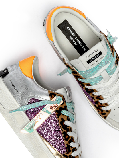 Crime london Sneakers Neon Orange And Turquoise Deluxe Sneakers In White From Crime London