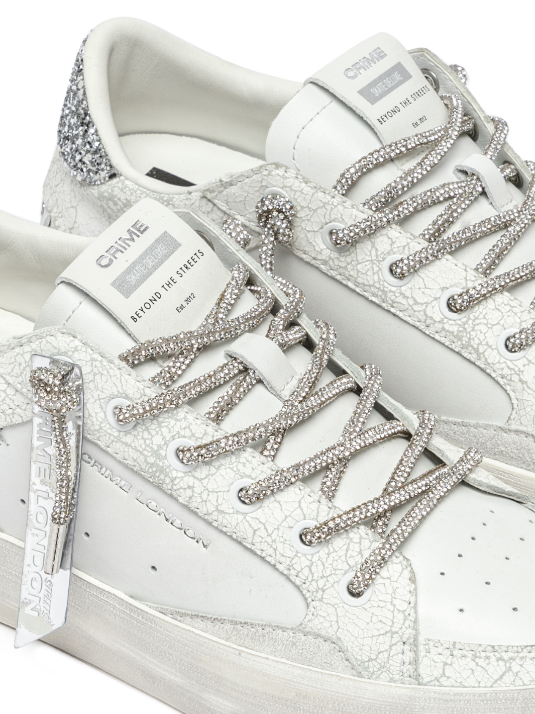 Crime london Sneakers White And Silver Delux Heel Sneaker From Crime London