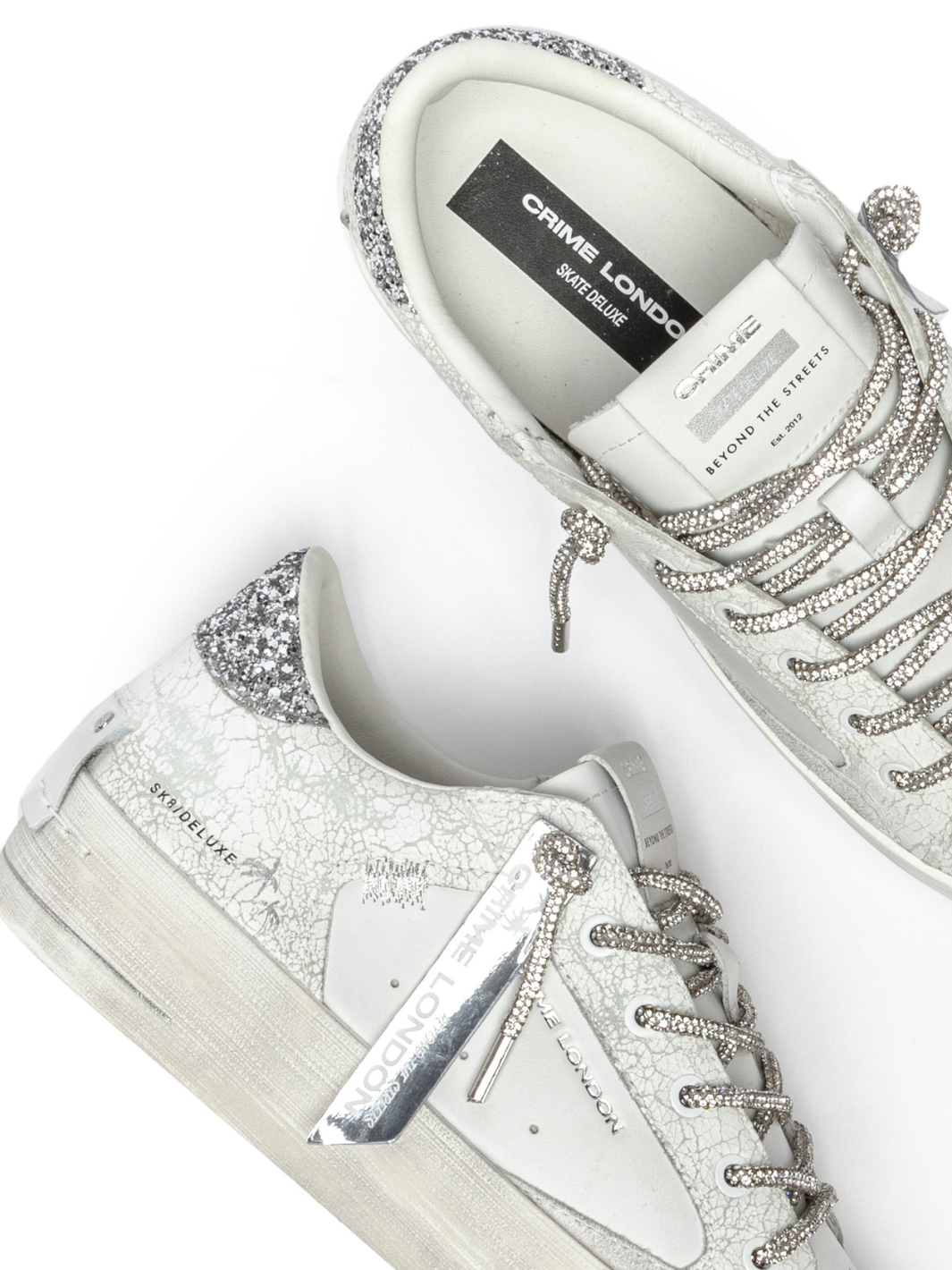 Crime london Sneakers White And Silver Delux Heel Sneaker From Crime London