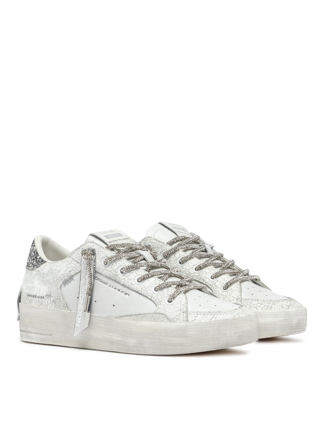Crime london Sneakers White And Silver Delux Heel Sneaker From Crime London