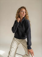 Diffusion by Kate Cardigan Romy Pure Wool Zip Cardigan in Carbon Grey