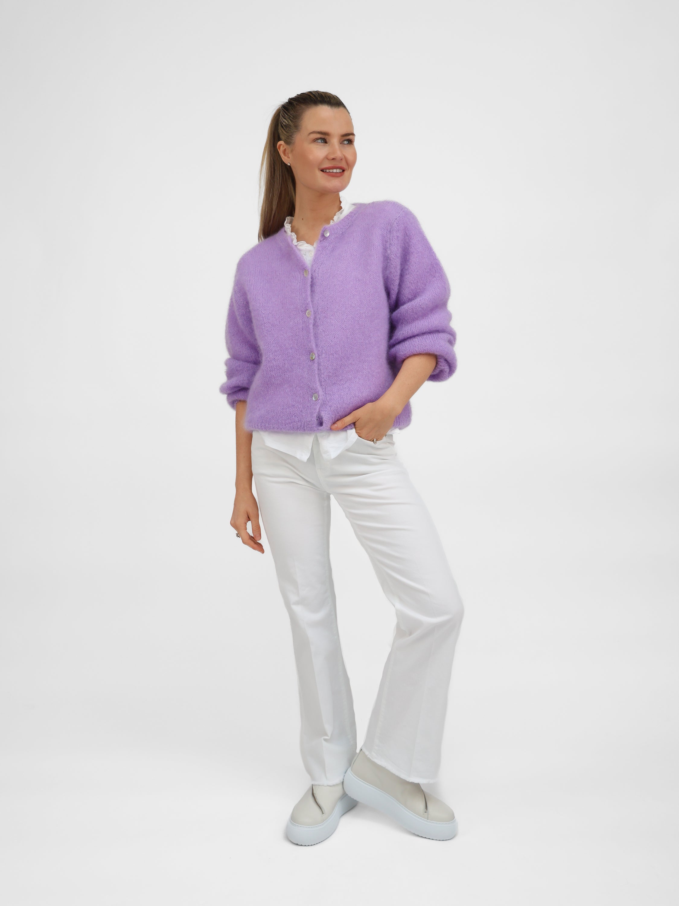 Diffusion by Kate Cardigan One Size Sophie Mohair Cardigan in Lilac