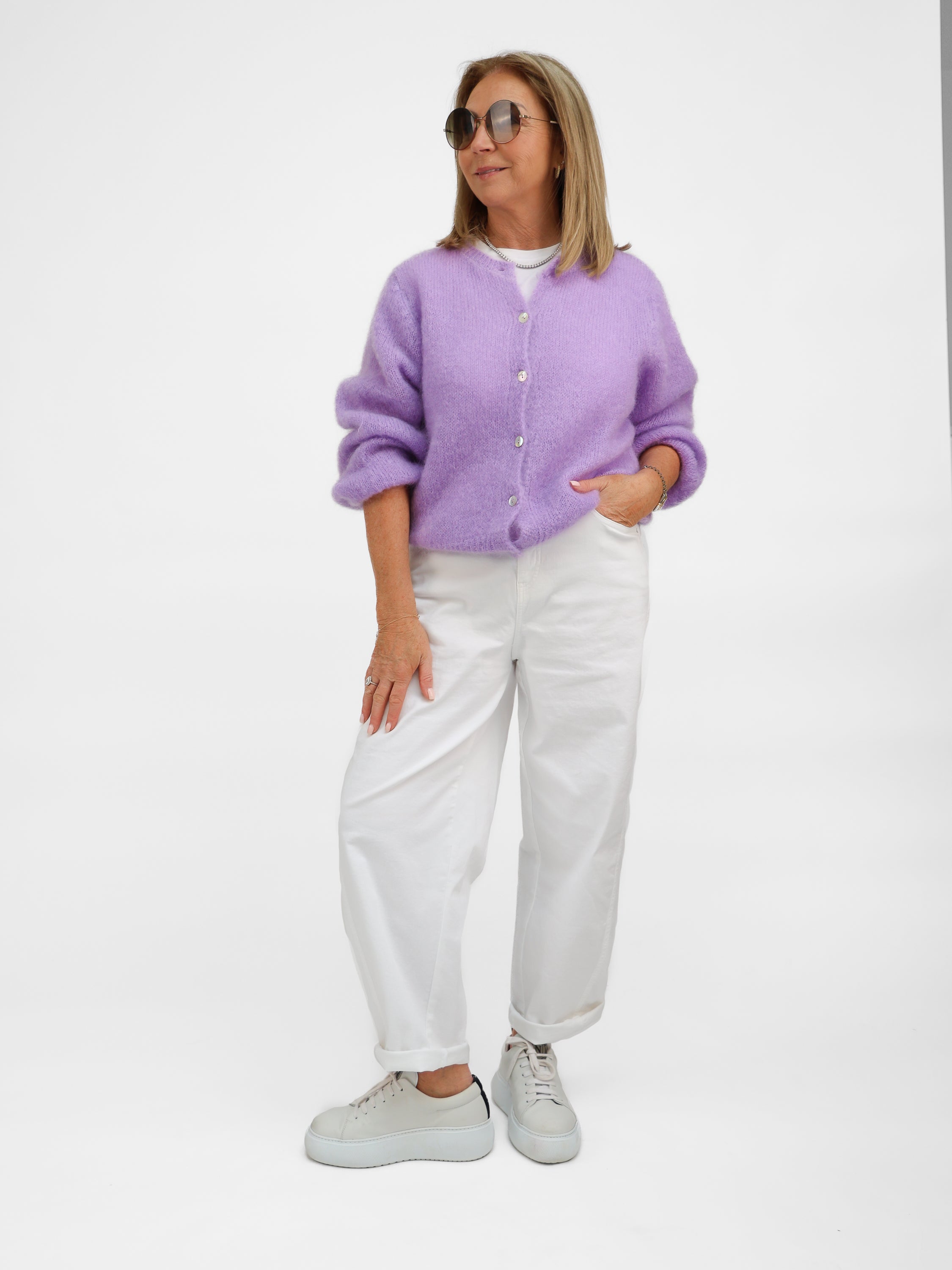 Diffusion by Kate Cardigan One Size Sophie Mohair Cardigan in Lilac