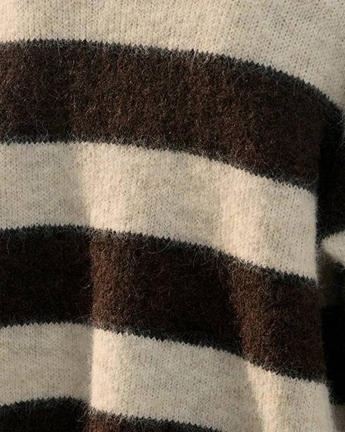 Diffusion by Kate Cardigan One Size Striped Oversize Cardigan in Apricot/Coffee