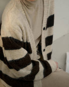 Diffusion by Kate Cardigan One Size Striped Oversize Cardigan in Apricot/Coffee