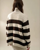 Diffusion by Kate Cardigan One Size Striped Oversize Cardigan in Apricot/Coffee