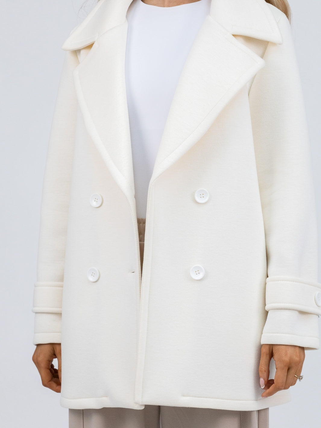 Diffusion By Kate Coat Double Breasted Scuba Jacket in Soft Cream From Diffusion By Kate