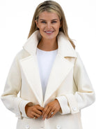 Diffusion By Kate Coat Double Breasted Scuba Jacket in Soft Cream From Diffusion By Kate