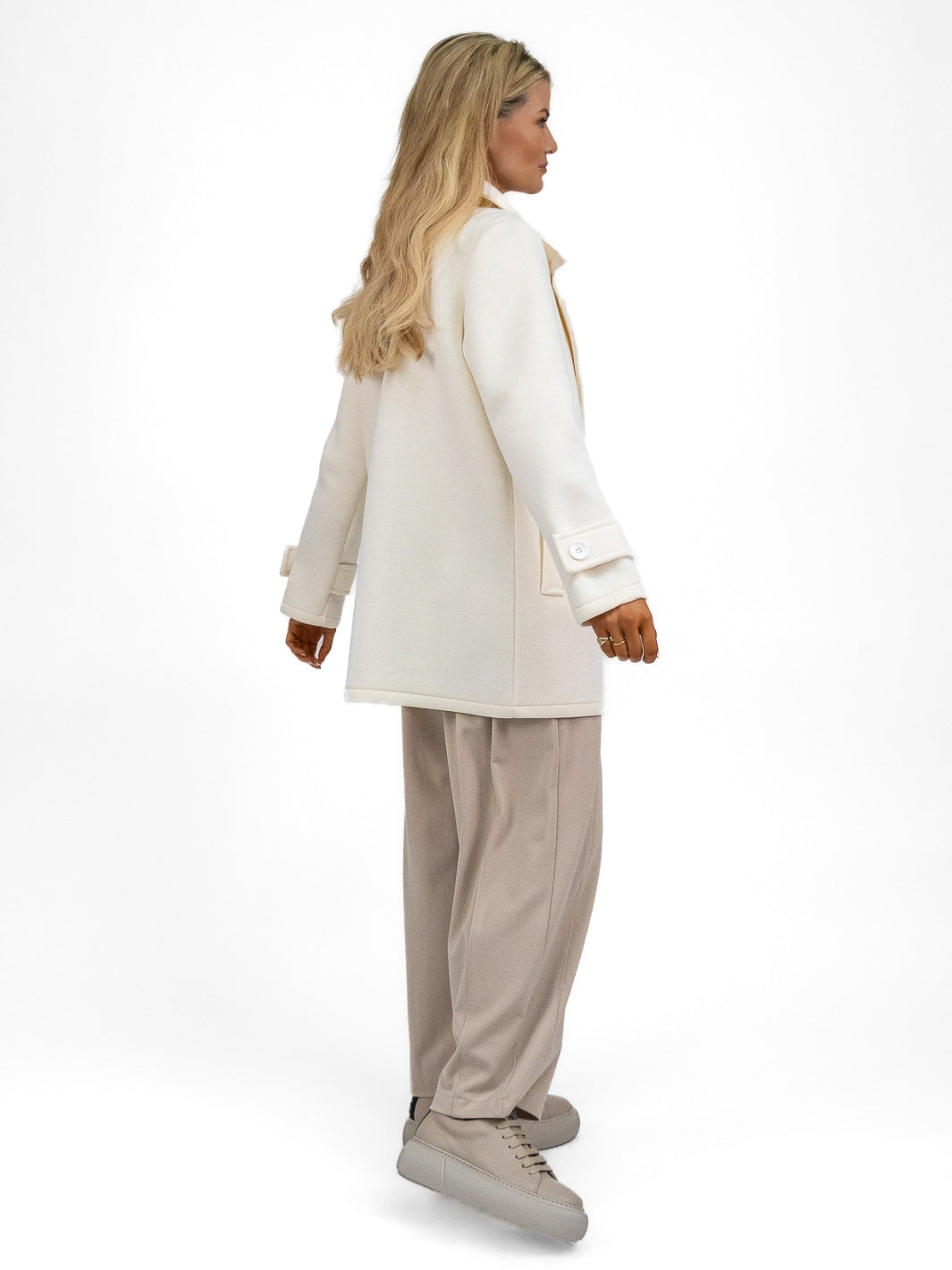Diffusion By Kate Coat Double Breasted Scuba Jacket in Soft Cream From Diffusion By Kate