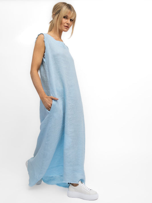 Diffusion by Kate Dress One Size Linen Dress in Blue