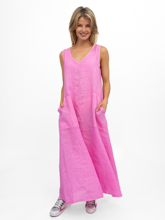Diffusion By Kate Dress One Size Milly Linen Dress In Pink