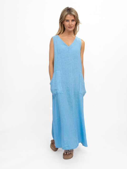 Diffusion By Kate Dress One Size Milly Linen Dress In Sky Blue