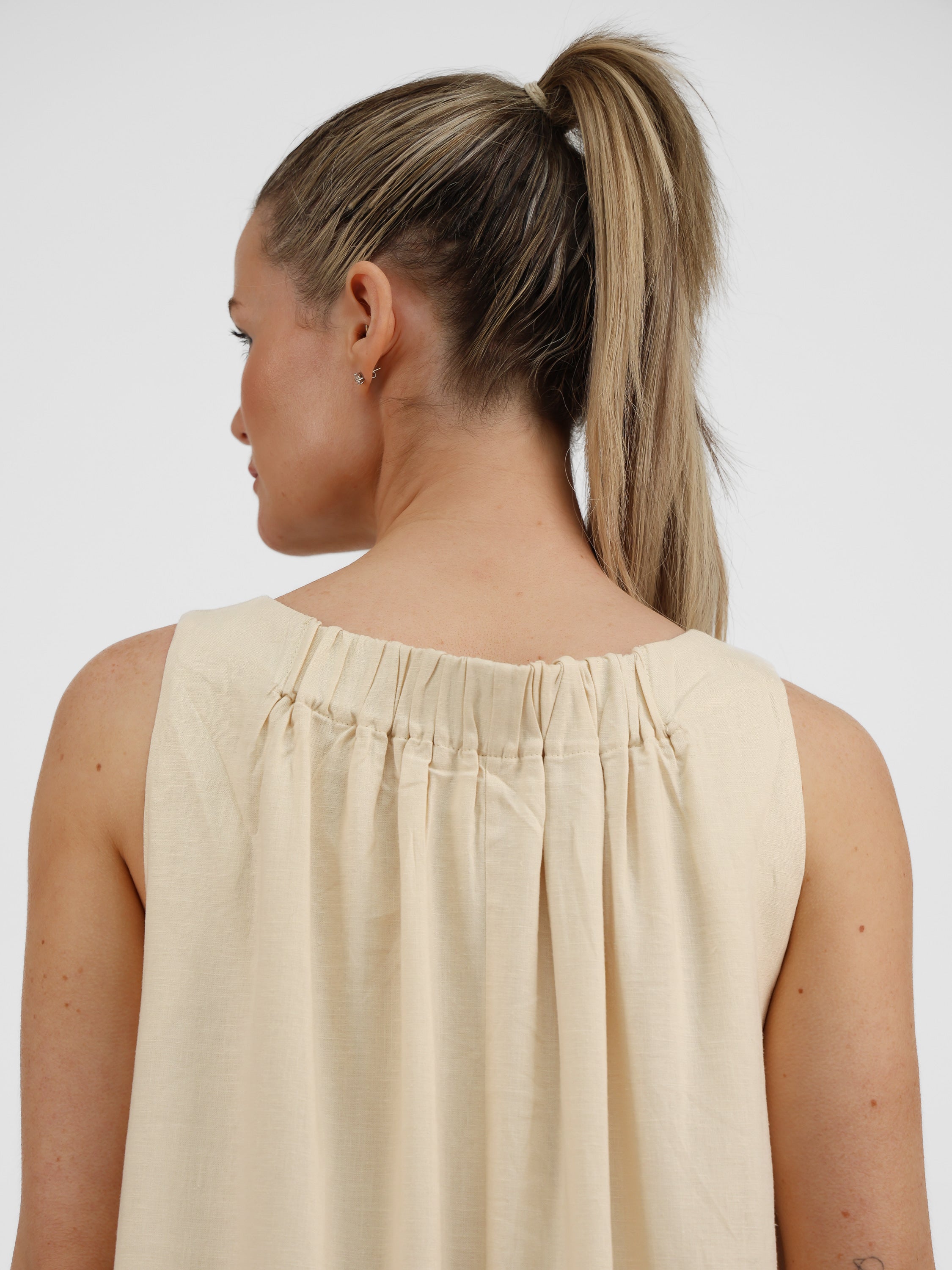 Diffusion by Kate Dress One Size Robin Linen Mix Dress in Vanilla