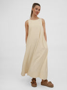 Diffusion by Kate Dress One Size Robin Linen Mix Dress in Vanilla
