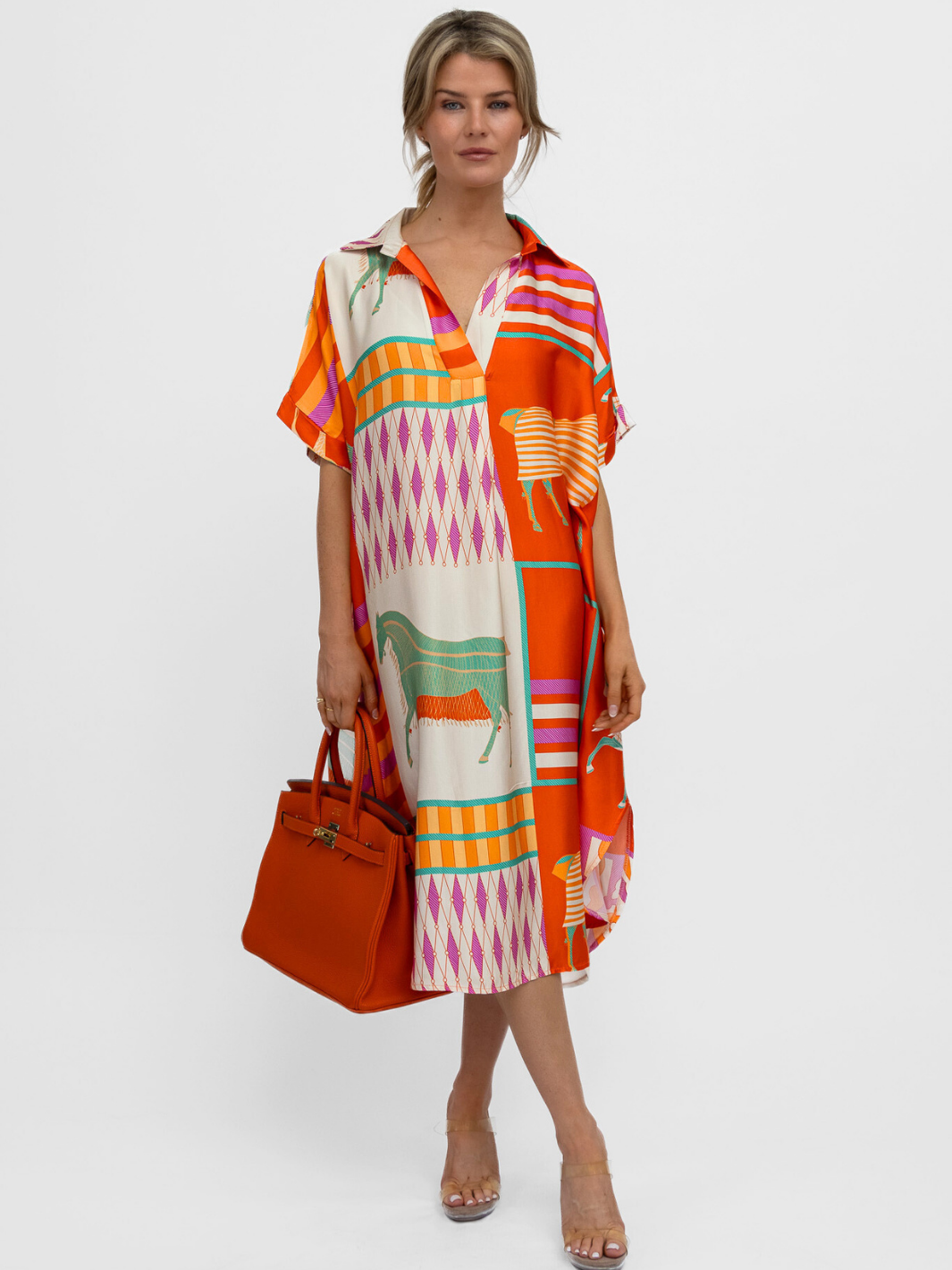 Diffusion By Kate Dress One Size Silk Pool Dress In Tangerine From Diffusion By Kate