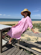 Diffusion by Kate Dress One Size Wendy Linen Dress In Pink
