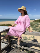 Diffusion by Kate Dress One Size Wendy Linen Dress In Pink