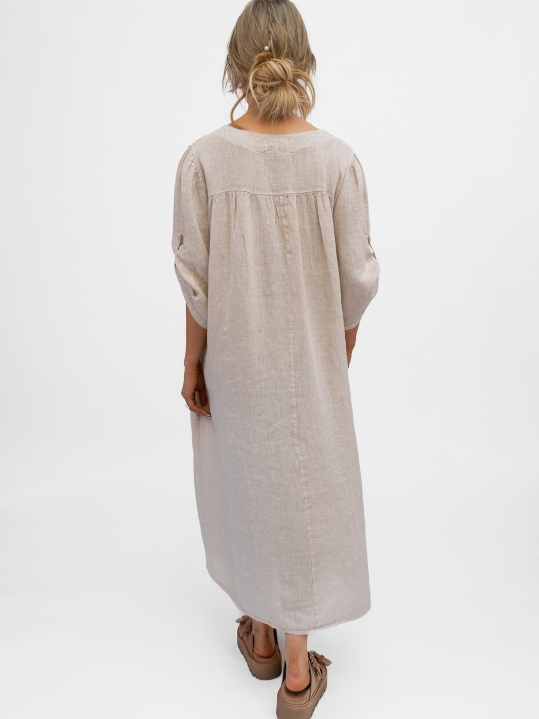Diffusion By Kate Dress One Size Wendy Linen Dress In Sand