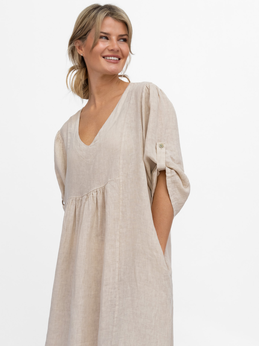 Diffusion By Kate Dress One Size Wendy Linen Dress In Sand