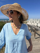 Diffusion By Kate Dress One Size Willow Linen Dress In Sky Blue