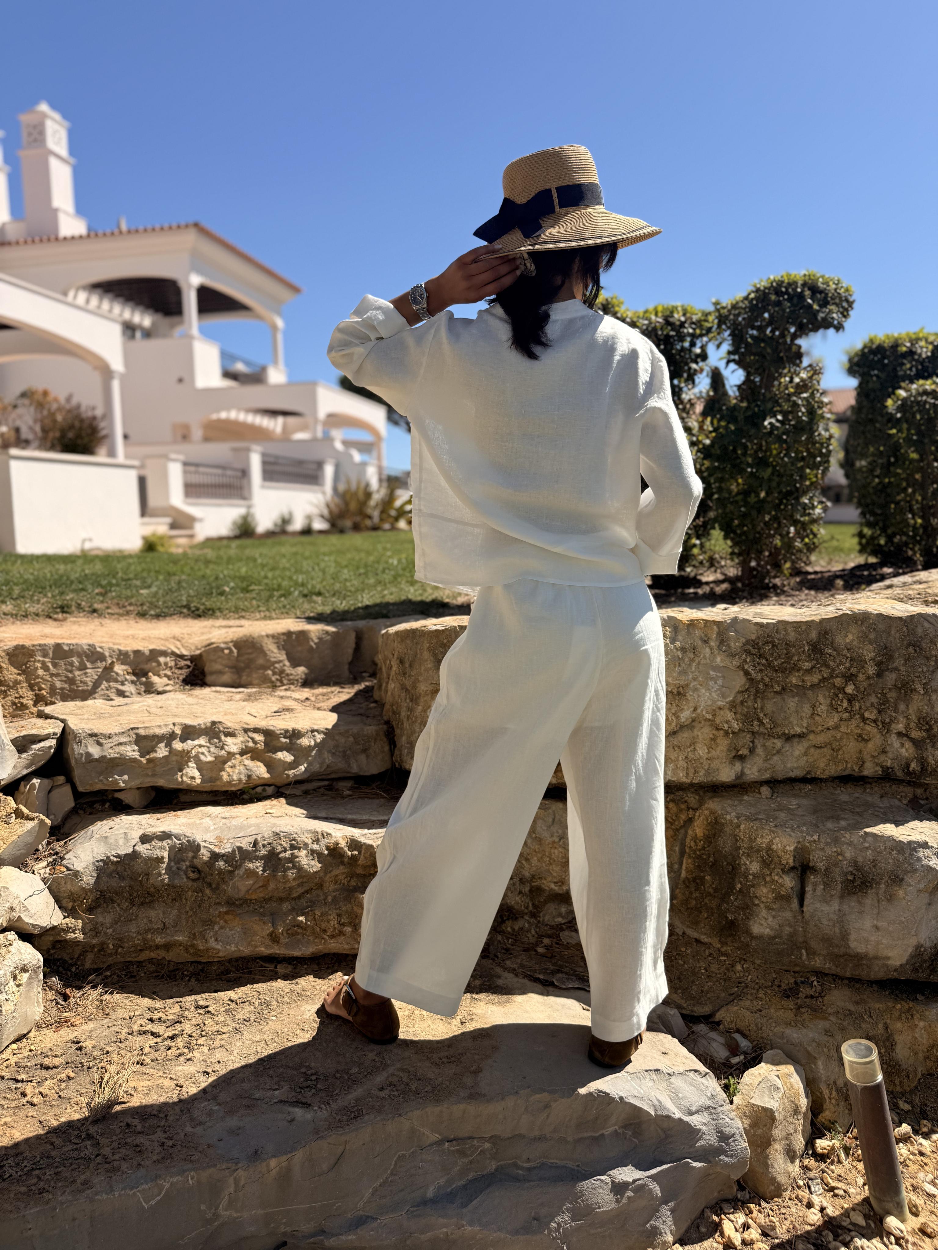 Diffusion by Kate Frankie Pure Linen Pants in White