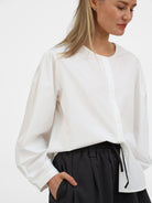 Diffusion by Kate One Size Jess Long Sleeve Cotton Shirt in White