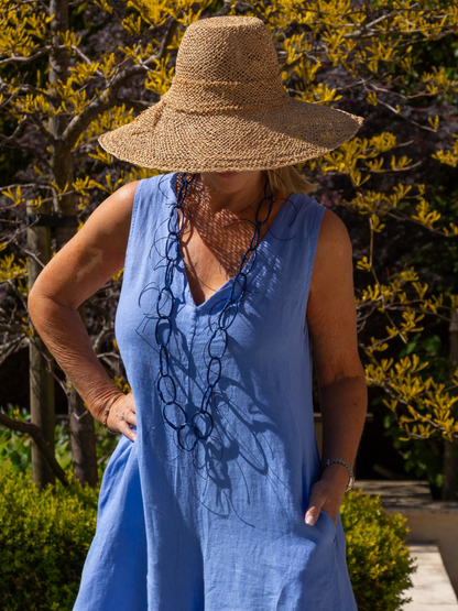 Diffusion By Kate Jumpsuit One Size Linen Jumpsuit In Cornflour Blue