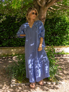 Diffusion By Kate Jumpsuit One Size Linen Jumpsuit In Cornflower Blue