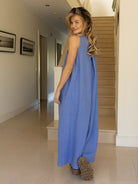 Diffusion By Kate Jumpsuit One Size Linen Jumpsuit In Cornflower Blue