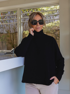 Diffusion by Kate Knitwear One Size Josep Long Sleeve Knit Sweater In Black