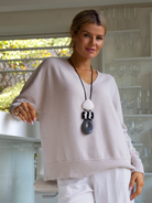 Diffusion by Kate Knitwear One Size Sienna V Neck Knit Sweater in Sand